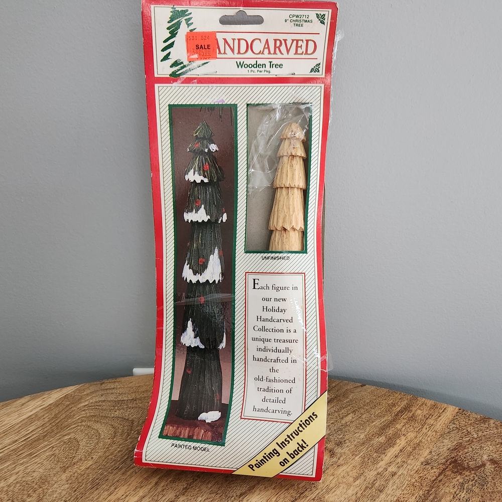 Handcarved Wooden 9in Tree Ready to Paint Craft
